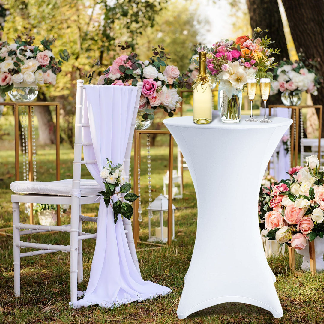 Stretch Table Cover Round Bar Table Cover White | Stornfield