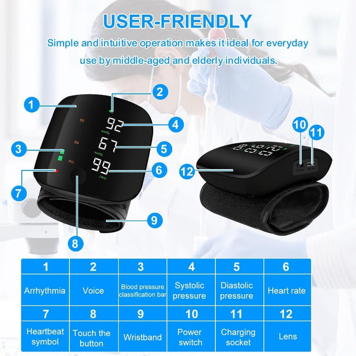 Stornfield USB-C Rechargeable Wrist Blood Pressure Monitor