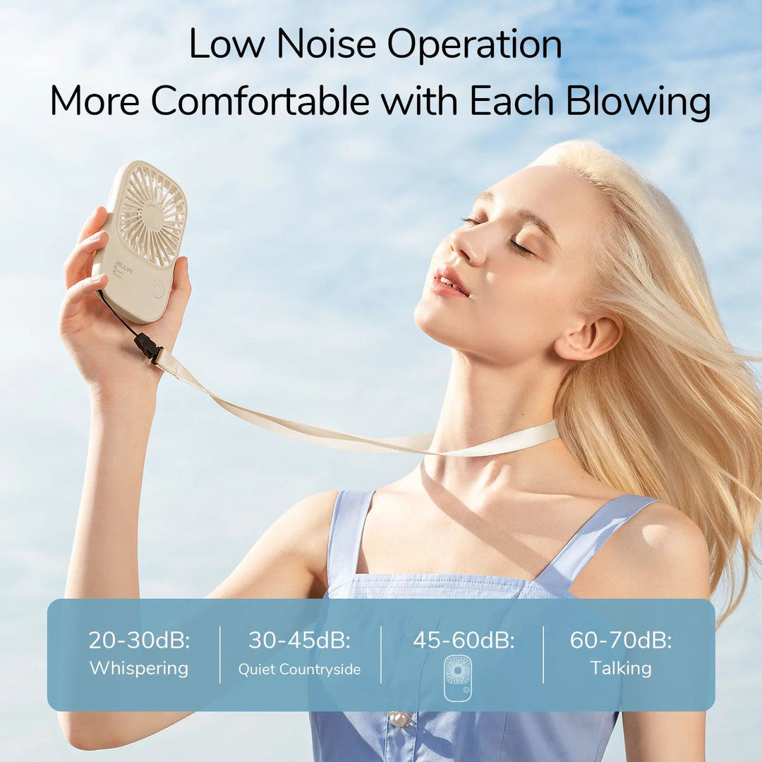 Mini Handheld USB Rechargeable Fan with 3 Speeds, Portable Lash Fan & Desk Stand | Stornfield