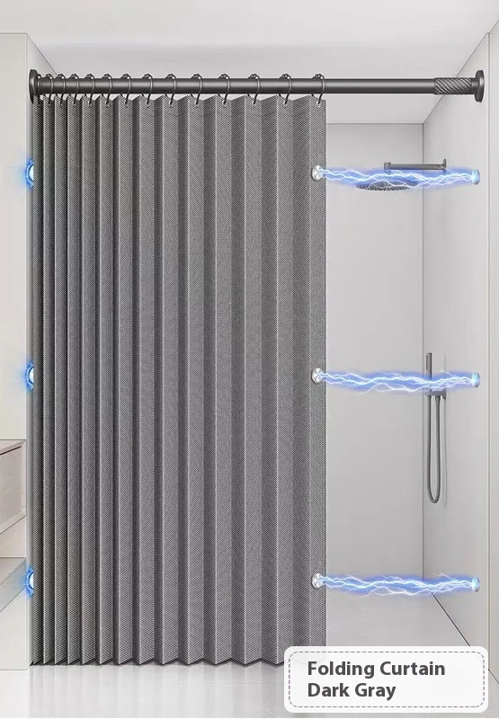 MagnaFold Foldable Shower Curtain with Magnets Stornfield