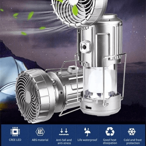 Portable Stretchable Solar Lithium Battery Electric Fan + Emergency Light | Stornfield