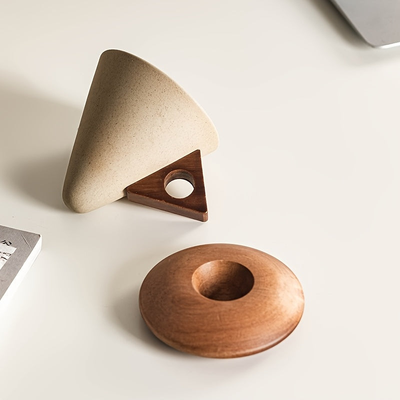 BaristaLuxe Ceramic Coffee Cup 250ml – Handmade with Wooden Handle and Coaster | Stornfield