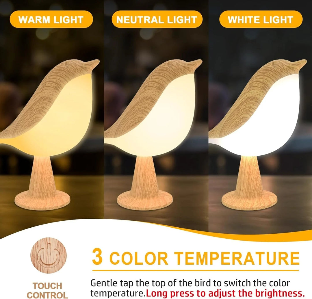 Stornfield | Touch Control Wooden Night Light - Rechargeable LED Bedside Lamp
