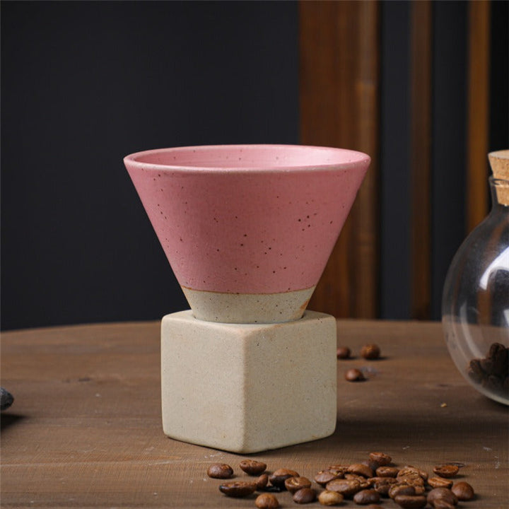 Coarse Pottery Coffee Mug with Conical Seam Base Cup & Base Set | Stornfield