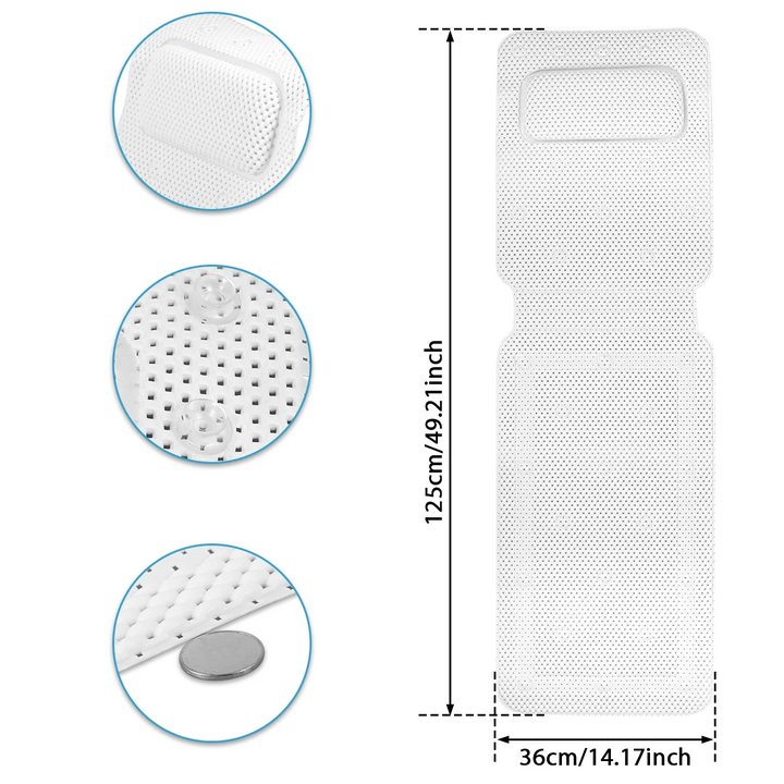 HydroComfort Non-Slip Bathtub Mat with Stornfield Pillow