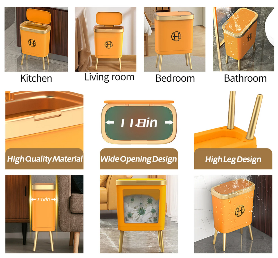 GoldenSlim Modern Trash Can with Lid Stornfield