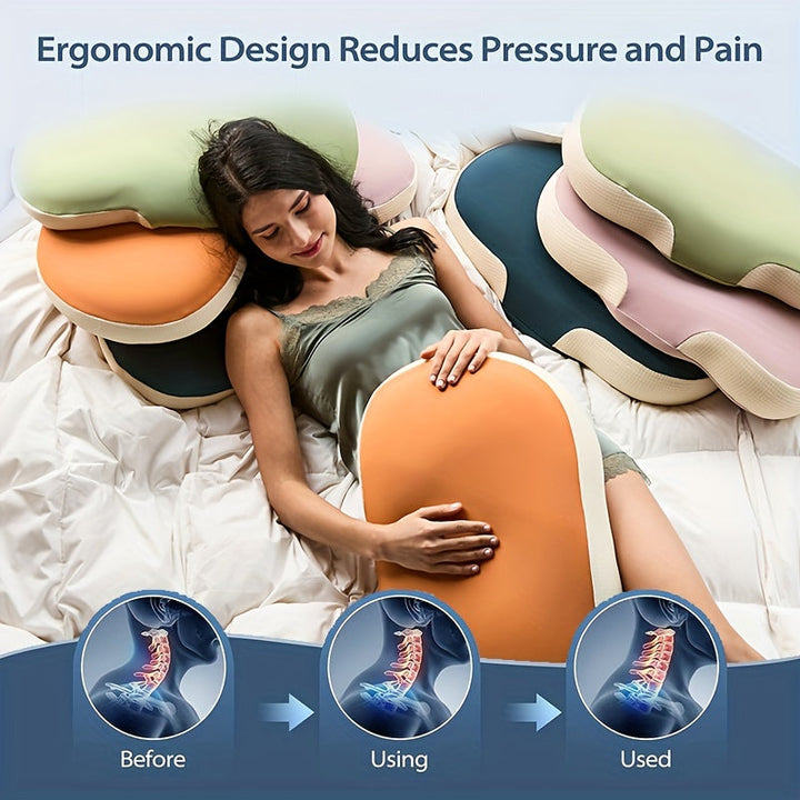 1pc Oval Macaron Pillow Cervical Memory Foam Pillow, Cooling Bed Pillow For Sleeping - Neck Pillows For Pain Relief Sleeping, Contour Support Ergonomic Pillow For Side Back Stomach Sleepers Using High And Low Partition | Stornfield