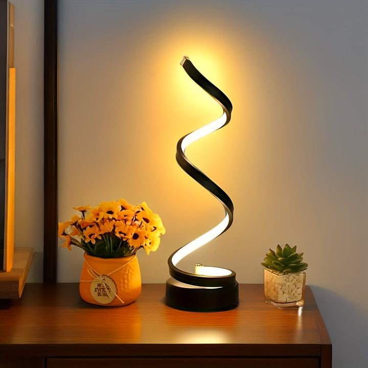 Stornfield | Lampe de Table Spirale Moderne – Lampe de Bureau LED Créative avec Lumière Douce Chaude, Parfaite pour la Décoration de Chambre, de Salon et d'Étude