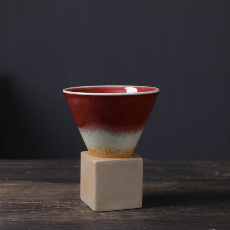 Coarse Pottery Coffee Mug with Conical Seam Base Cup & Base Set | Stornfield