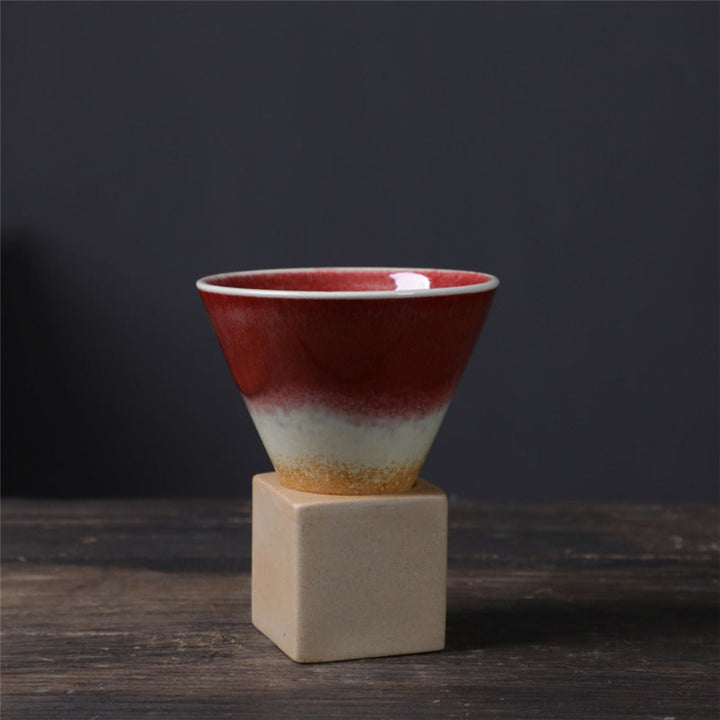 Coarse Pottery Coffee Mug with Conical Seam Base Cup & Base Set | Stornfield