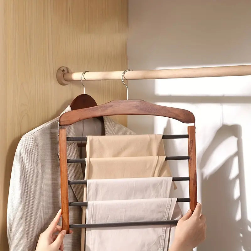 Wooden Pants Hanger with Multiple Layers for Closet Organization | Stornfield