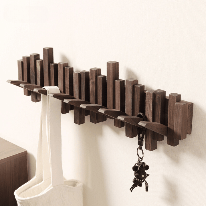 Wooden Wall Coat Rack with Foldable Hooks and Minimalist Design | Stornfield