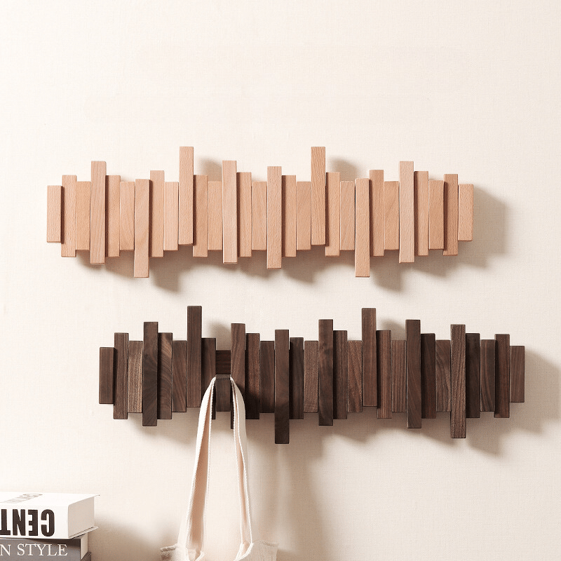 Wooden Wall Coat Rack with Foldable Hooks and Minimalist Design | Stornfield