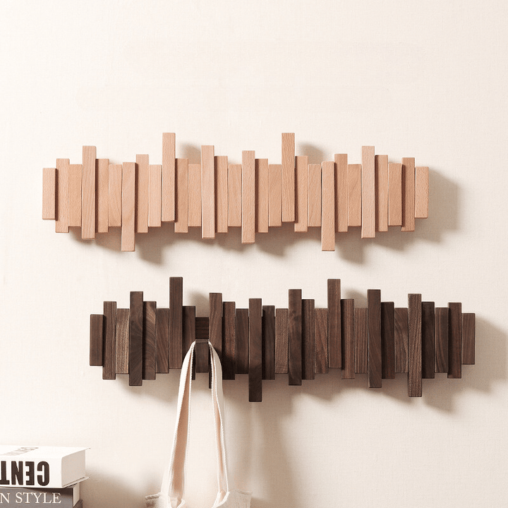 Wooden Wall Coat Rack with Foldable Hooks and Minimalist Design | Stornfield