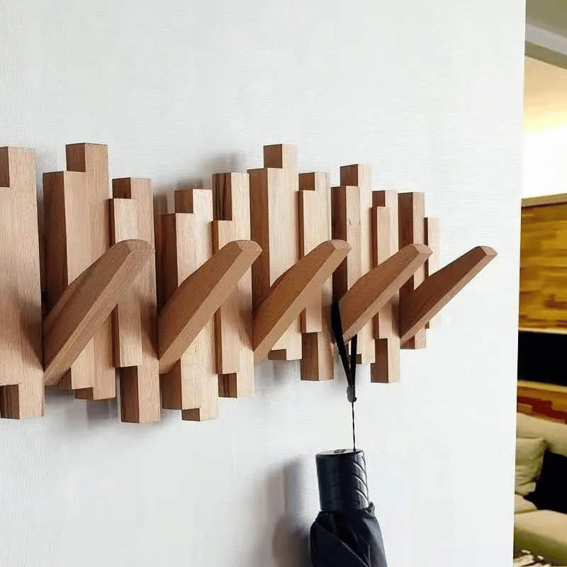 Wooden Wall Coat Rack with Foldable Hooks and Minimalist Design | Stornfield