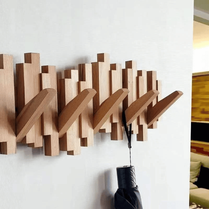 Wooden Wall Coat Rack with Foldable Hooks and Minimalist Design | Stornfield