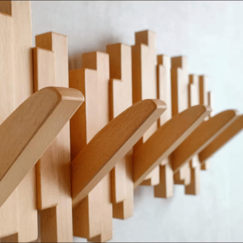 Wooden Wall Coat Rack with Foldable Hooks and Minimalist Design | Stornfield