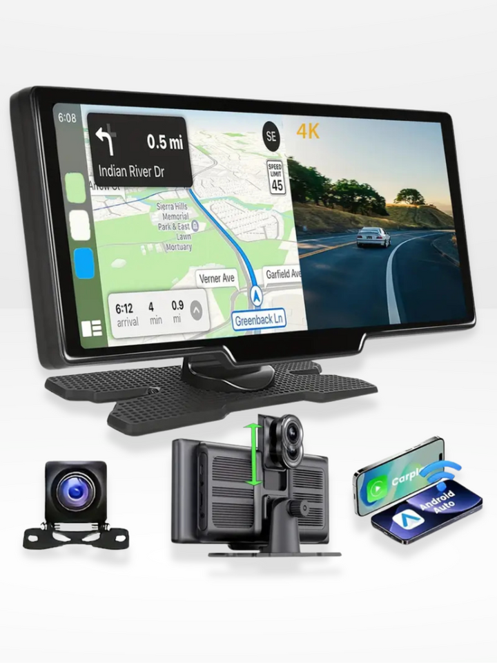Stornfield | Wireless CarPlay Screen with Built-in 4K Dashcam & Optional Rear Camera – 10.26" IPS Display