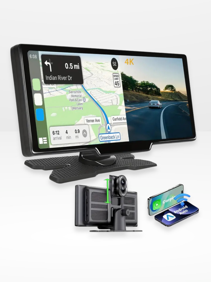 Stornfield | Wireless CarPlay Screen with Built-in 4K Dashcam & Optional Rear Camera – 10.26" IPS Display