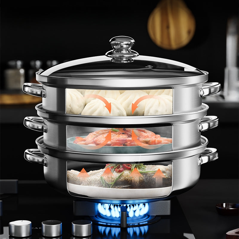 Stornfield | NutriSteam | 3-Tier Stainless Steel Steamer – Healthy Cooking Made Easy