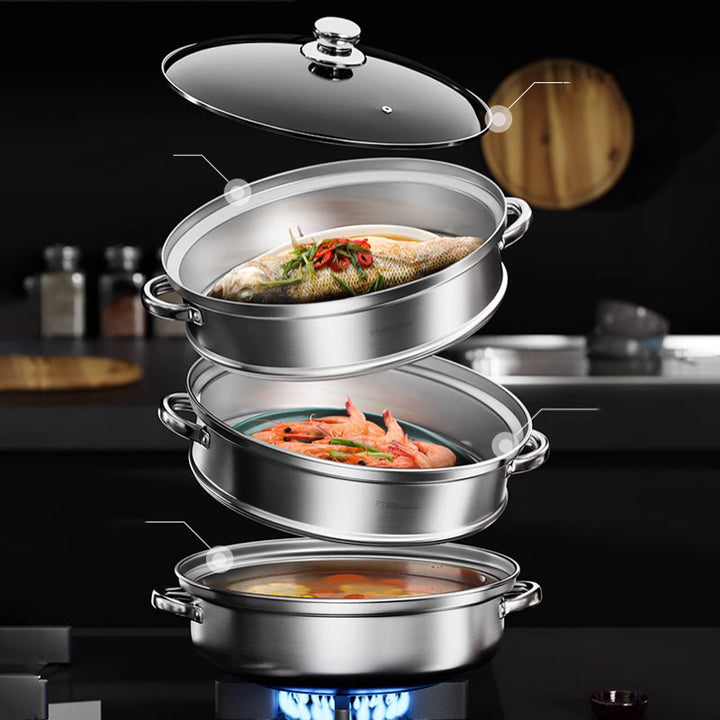 Stornfield | NutriSteam | 3-Tier Stainless Steel Steamer – Healthy Cooking Made Easy
