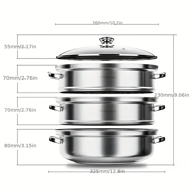 Stornfield | NutriSteam | 3-Tier Stainless Steel Steamer – Healthy Cooking Made Easy