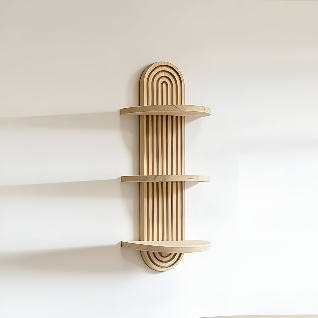 Boho Wall Shelf Made of Solid Wood – Multi-Tier and Space-Saving | For Living Room, Bedroom, and Hallway | Stornfield