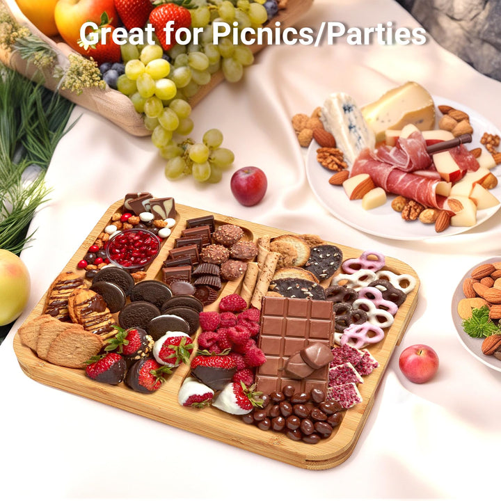 Bamboo serving tray with 6 compartments | Stornfield