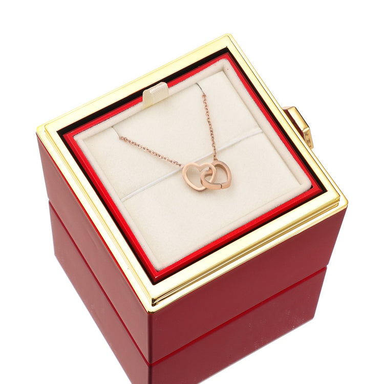 Stornfield | [Cadeau Idéal] Boîte de Rose Éternelle - Avec collier gravé & rose artificielle