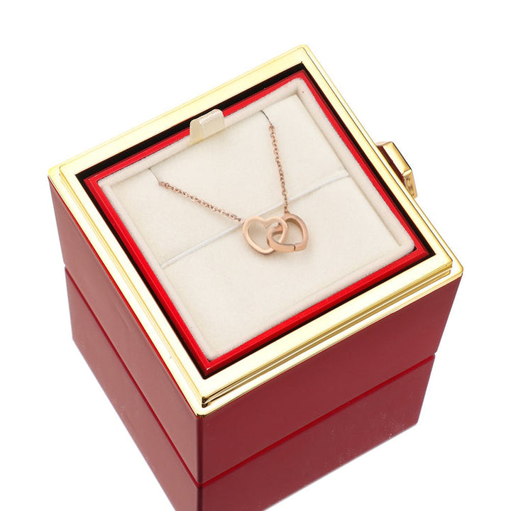 Stornfield | [Cadeau Idéal] Boîte de Rose Éternelle - Avec collier gravé & rose artificielle