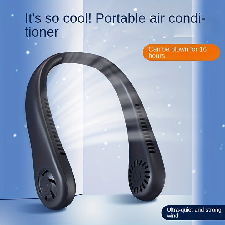 1pc Hands-Free Portable Neck Fan - Rechargeable, Leafless, and USB Powered - Perfect for Desk and Travel Use | Stornfield