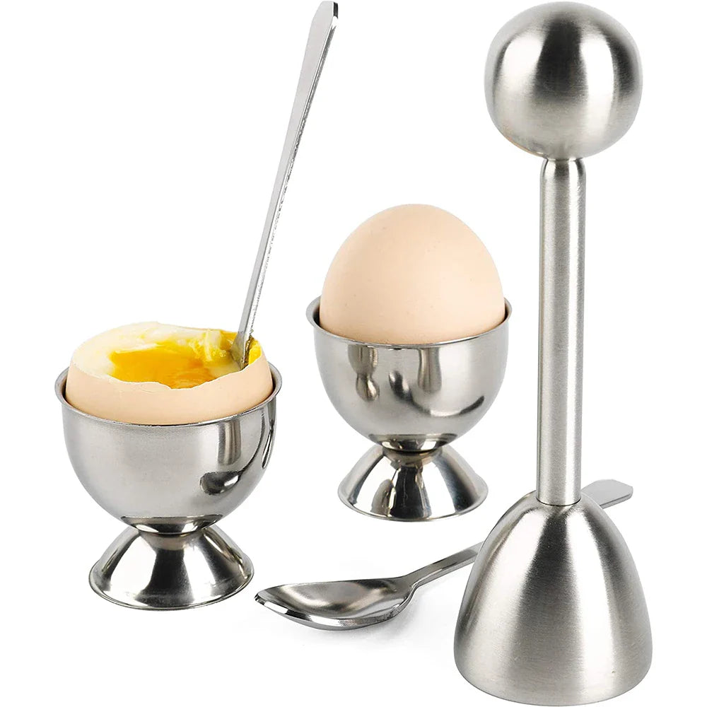Stainless Steel Egg Cracker Topper Set, Hard and Soft Boiled Egg Opener Kit | Stornfield