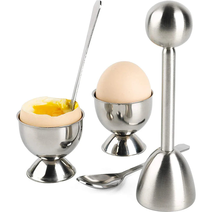 Stainless Steel Egg Cracker Topper Set, Hard and Soft Boiled Egg Opener Kit | Stornfield