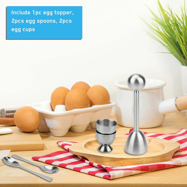 Stainless Steel Egg Cracker Topper Set, Hard and Soft Boiled Egg Opener Kit | Stornfield