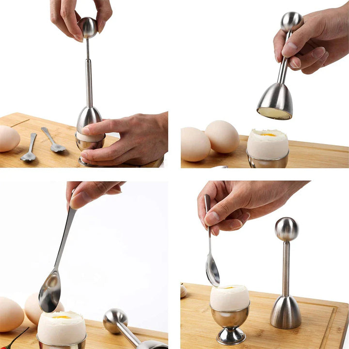 Stainless Steel Egg Cracker Topper Set, Hard and Soft Boiled Egg Opener Kit | Stornfield