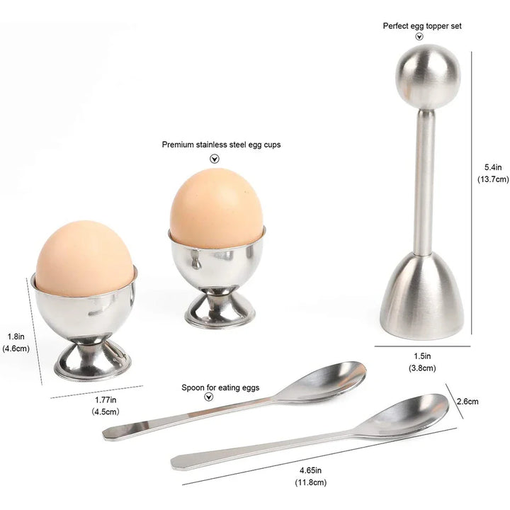 Stainless Steel Egg Cracker Topper Set, Hard and Soft Boiled Egg Opener Kit | Stornfield