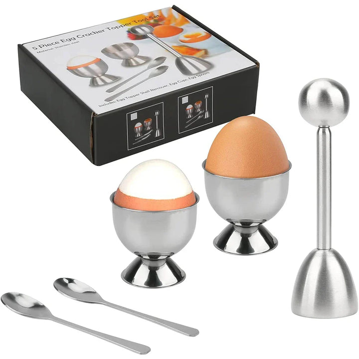 Stainless Steel Egg Cracker Topper Set, Hard and Soft Boiled Egg Opener Kit | Stornfield