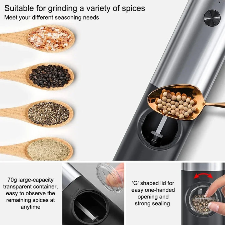 USB Rechargeable Electric Salt and Pepper Grinder Set | Stornfield