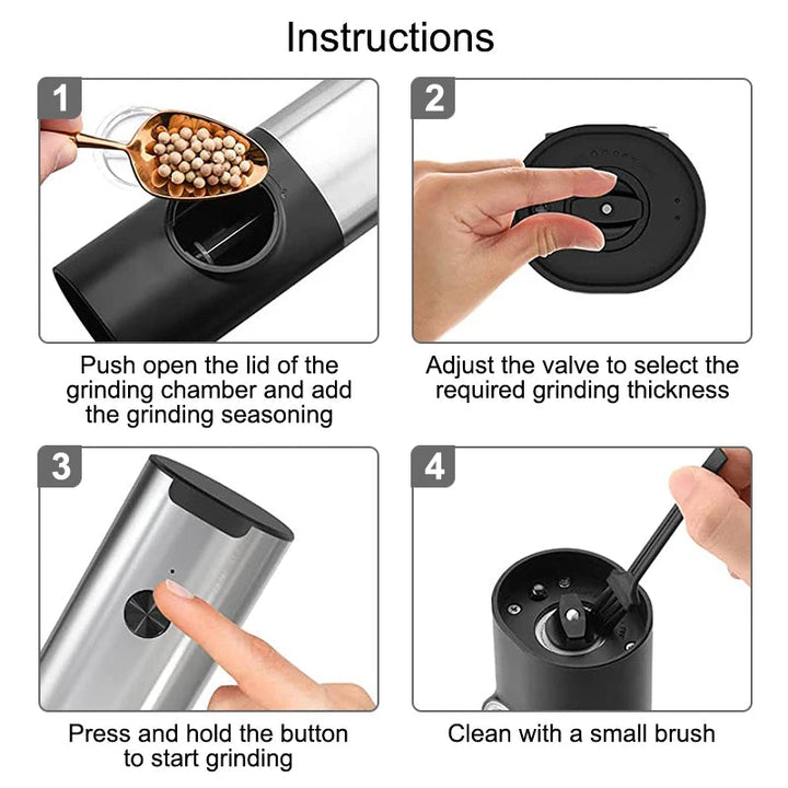 Electric Salt Pepper Grinder Set USB Rechargeable Automatic Spice Mill | Stornfield
