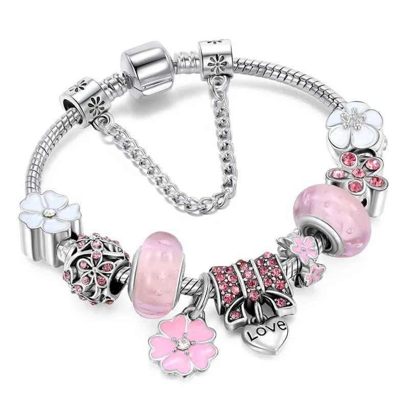 Stornfield | Elegant Floral Charm Bracelet in 925 Sterling Silver for Women - Nature-Inspired Design