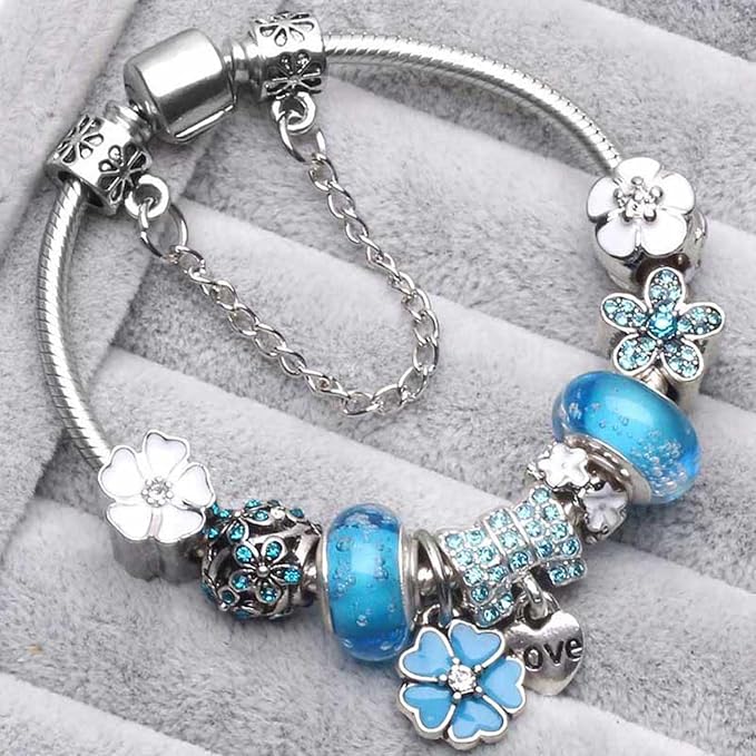 Stornfield | Elegant Floral Charm Bracelet in 925 Sterling Silver for Women - Nature-Inspired Design