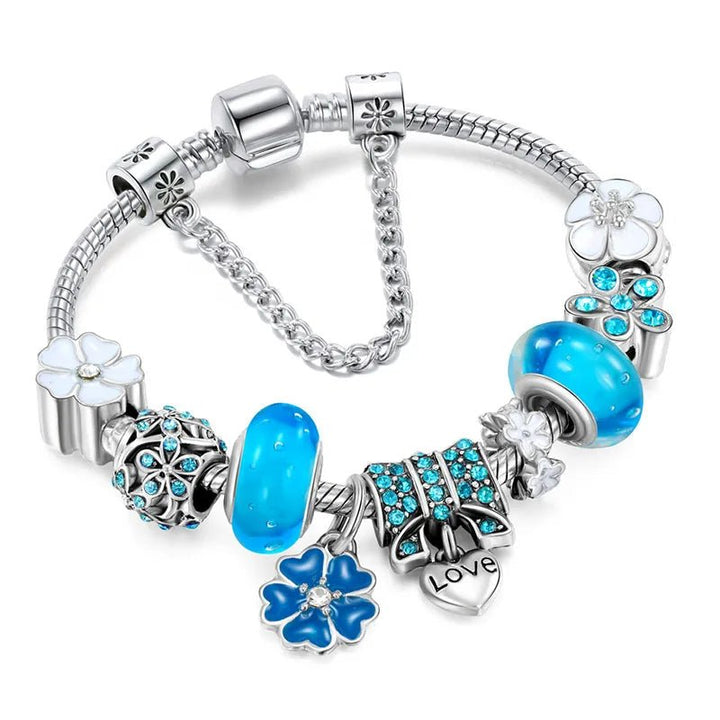 Stornfield | Elegant Floral Charm Bracelet in 925 Sterling Silver for Women - Nature-Inspired Design