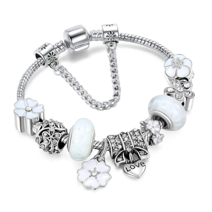 Stornfield | Elegant Floral Charm Bracelet in 925 Sterling Silver for Women - Nature-Inspired Design