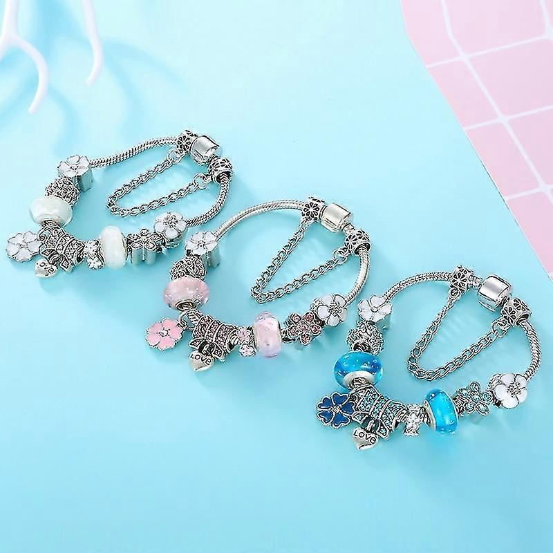 Stornfield | Elegant Floral Charm Bracelet in 925 Sterling Silver for Women - Nature-Inspired Design