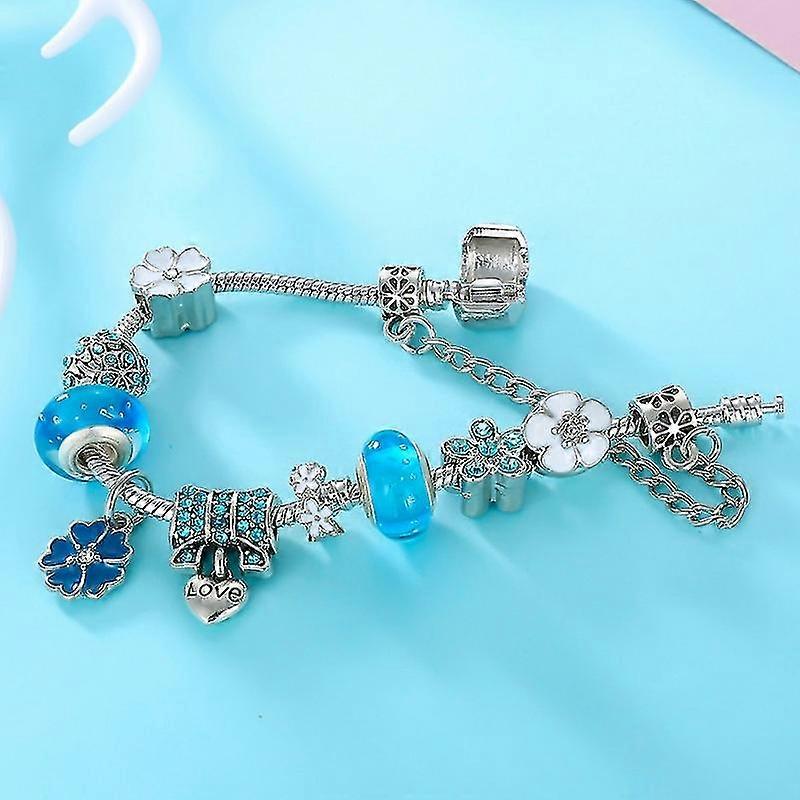 Stornfield | Elegant Floral Charm Bracelet in 925 Sterling Silver for Women - Nature-Inspired Design