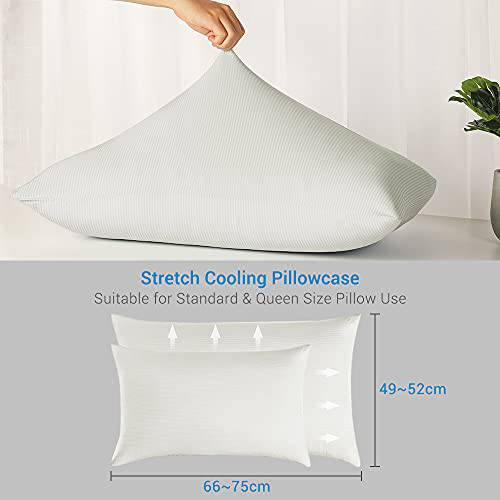 2-Pack Cooling Pillowcases – Premium Silky White Stripes,  Technology, Q-Max 0.3 | Stornfield