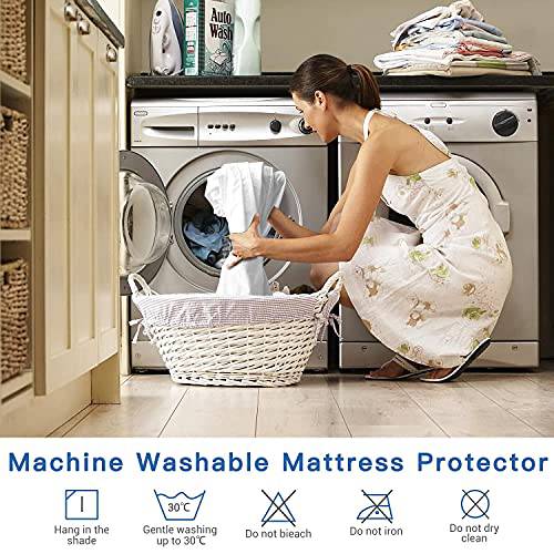 Q-Max 0.43  Cooling Bed Protector Waterproof Mattress Protector Queen Cover White- Fit Up to 18" | Stornfield