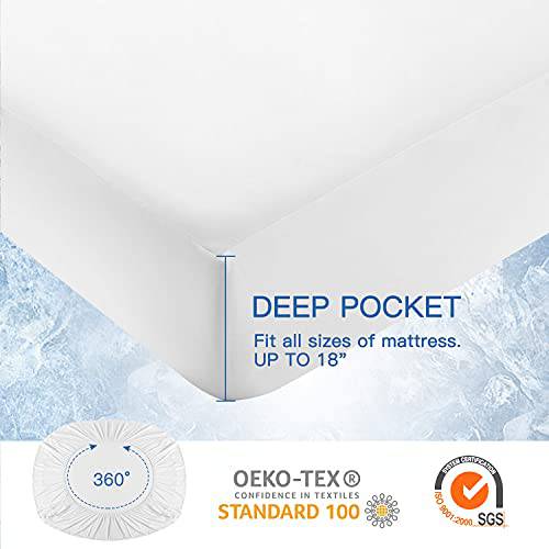 Q-Max 0.43  Cooling Bed Protector Waterproof Mattress Protector Queen Cover White- Fit Up to 18" | Stornfield
