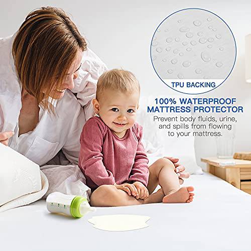 Q-Max 0.43  Cooling Bed Protector Waterproof Mattress Protector Queen Cover White- Fit Up to 18" | Stornfield