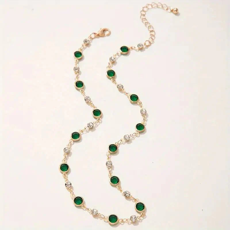 Stornfield | Emerald and Diamond Spaced Choker Necklace